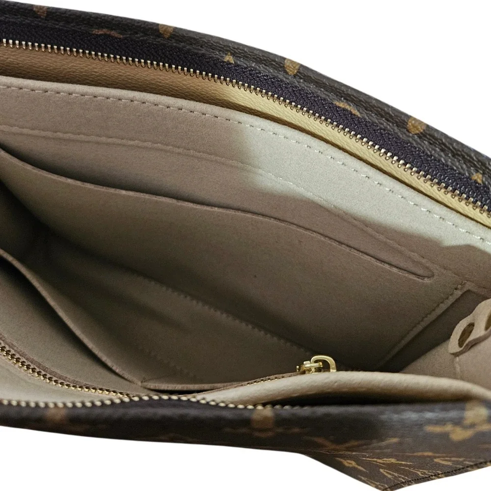 LOUIS VUITTON Poche Toilette Toiletry Bag Leather Monogram Pouch 26 Gold Chain - Picture 10 of 15